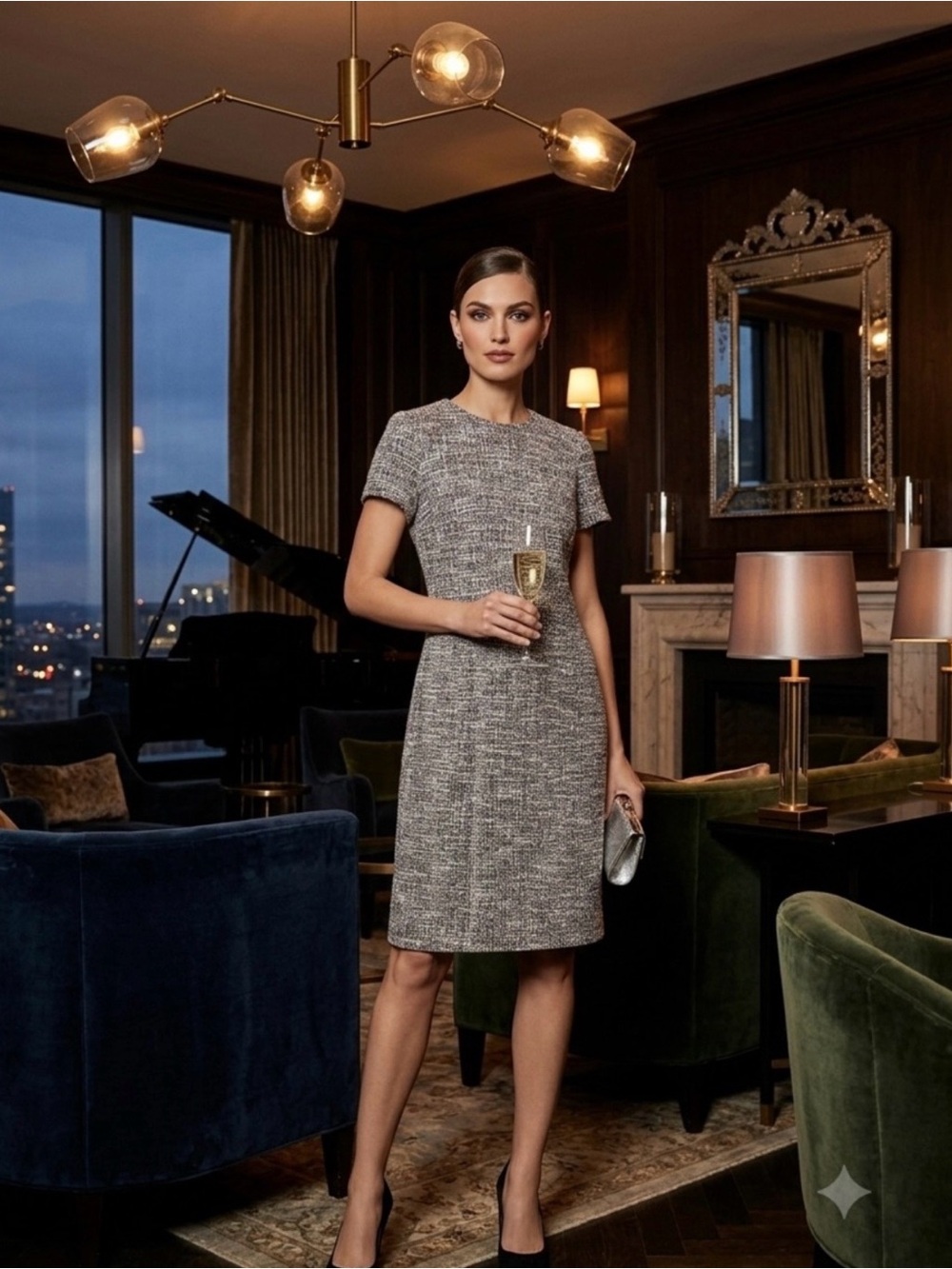Calvin Klein Gray Tweed Shift Dress